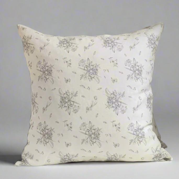 These stunning 100% linen pillow covers are made from the finest Oeko-Tex® certified linen in warm white and Dark Grey florals. With an exposed metal zipper, this linen has been washed to produce a soft to the touch finish and reduced shrinking. They are luxurious yet casual, a classic that will accentuate any home, office or cottage.