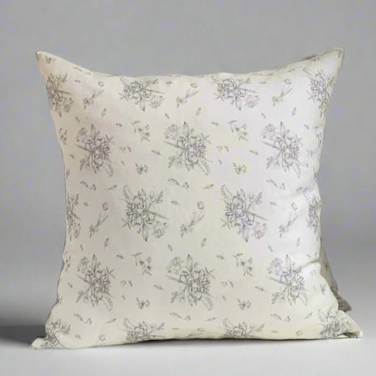 These stunning 100% linen pillow covers are made from the finest Oeko-Tex® certified linen in warm white and Dark Grey florals. With an exposed metal zipper, this linen has been washed to produce a soft to the touch finish and reduced shrinking. They are luxurious yet casual, a classic that will accentuate any home, office or cottage.