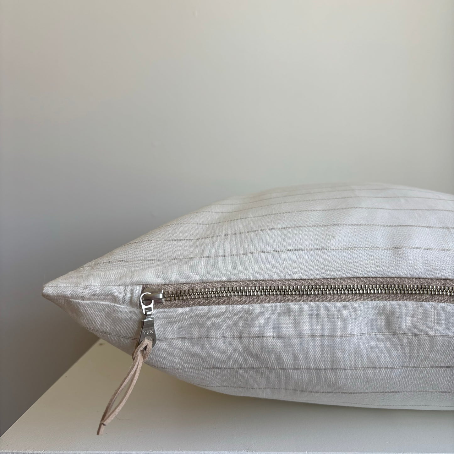 Cream and Beige Stripe Linen Pillow