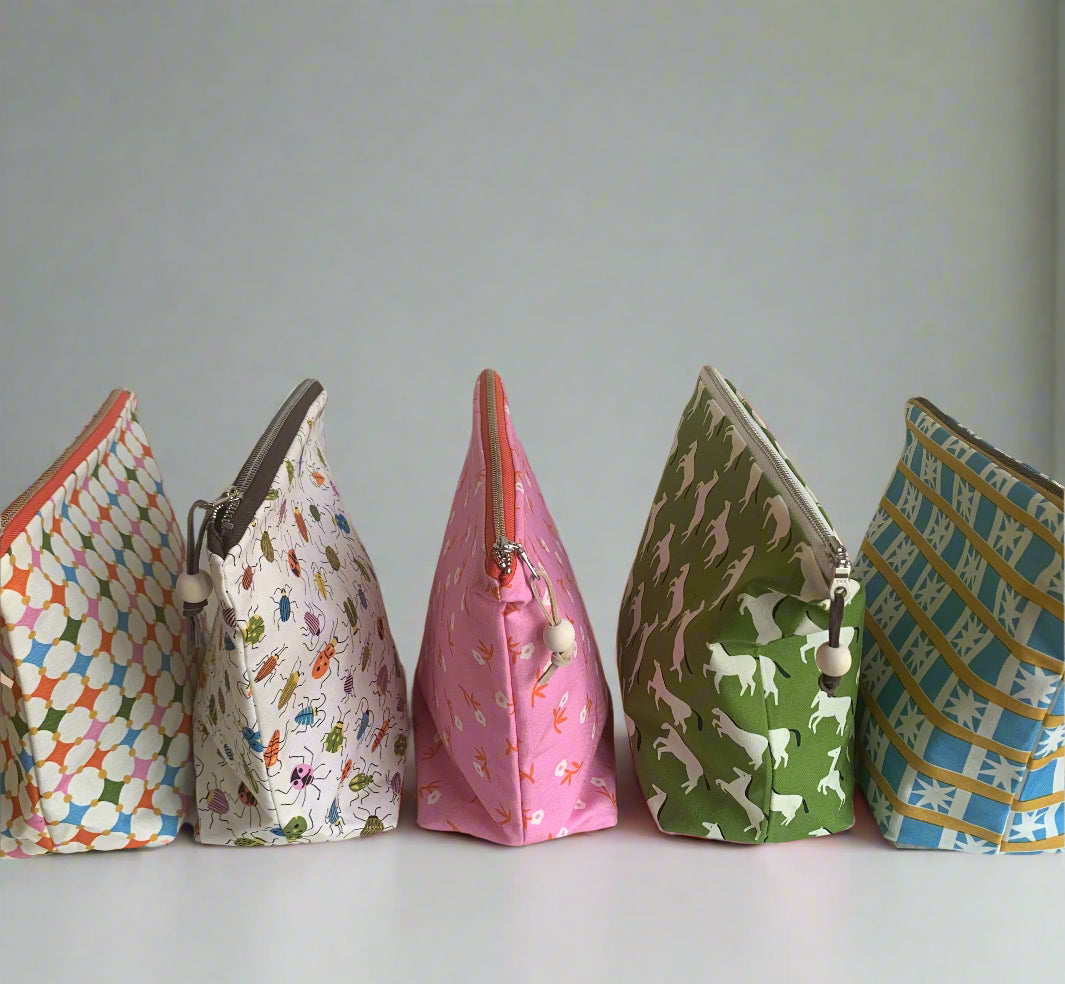 Organic Cotton Pouches with Zipper- 5 Beautiful Patterns