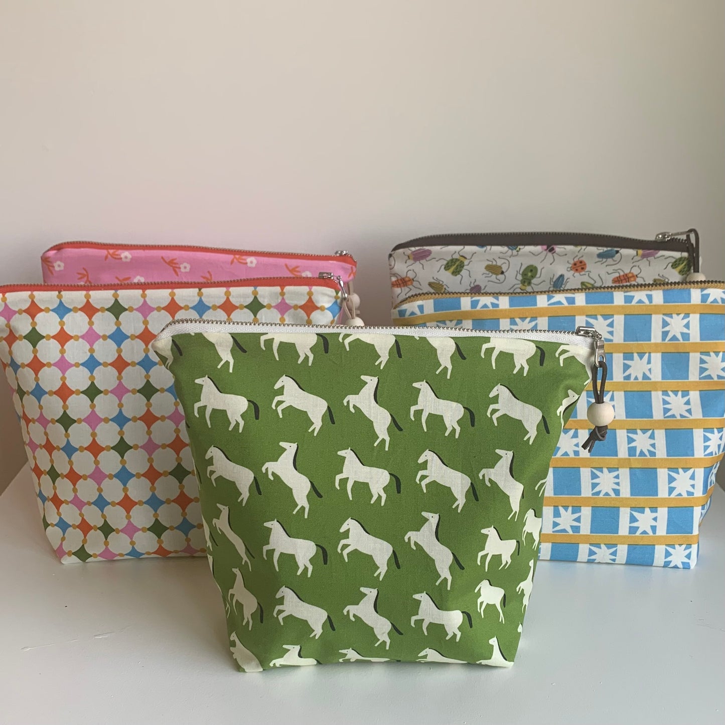 Organic Cotton Pouches with Zipper- 5 Beautiful Patterns