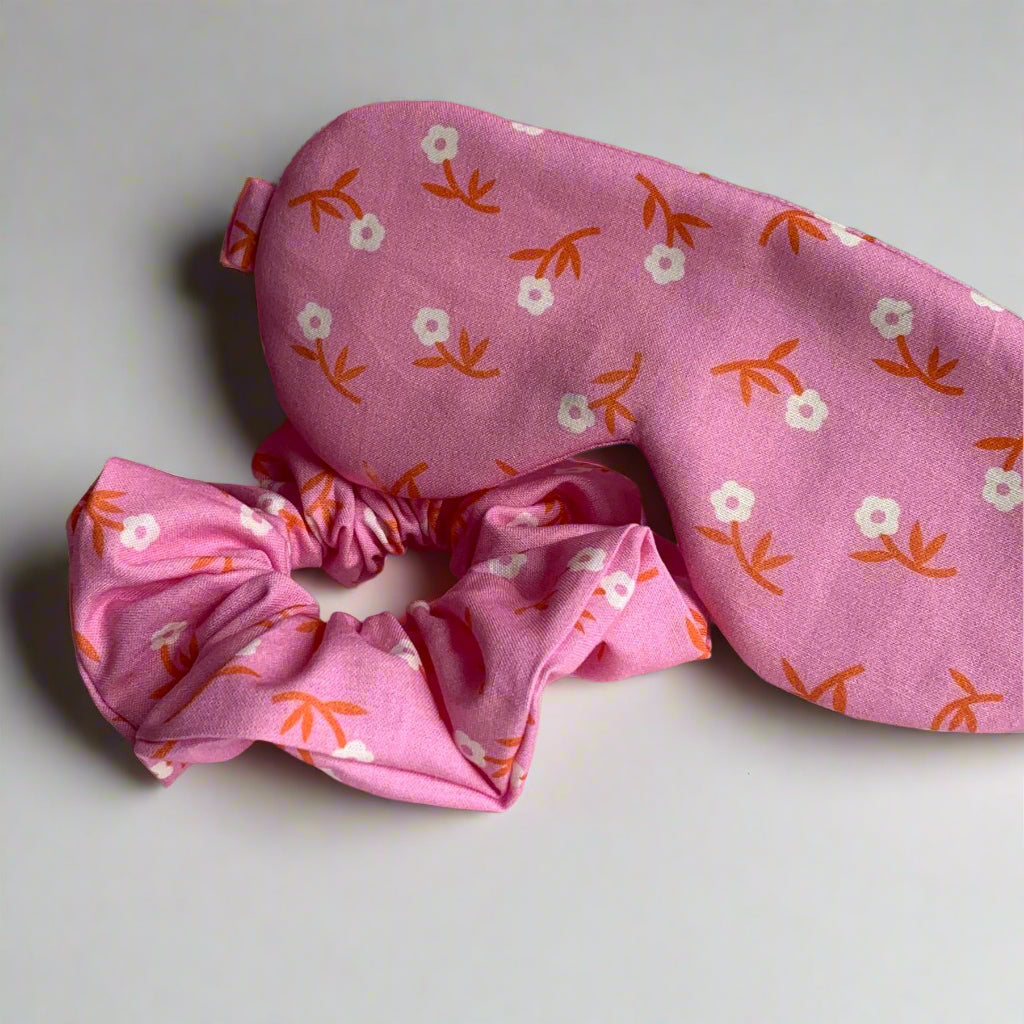 Sleep Mask and Scrunchie Gift Set - Pink Petal Party