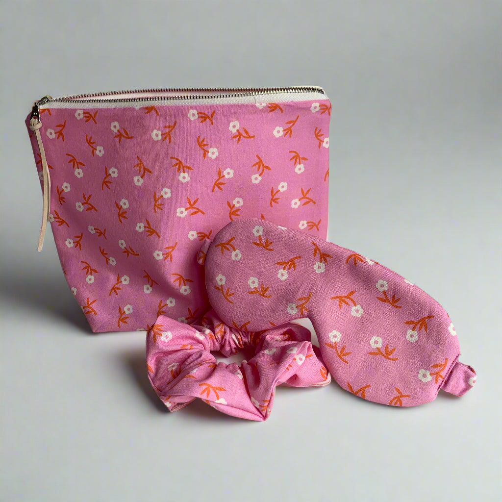 Sleep Mask and Scrunchie Gift Set - Pink Petal Party
