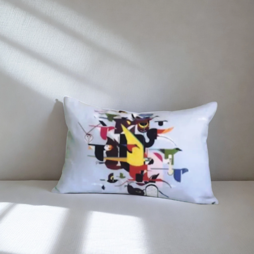 stunning pillow cover crafted from 100% certified organic cotton printed with Modernist artist Charley Harper’s Wings of the World features an exposed contrasting zipper. The stylized bird designs and striking colors will enliven your home, office, or outdoor space.