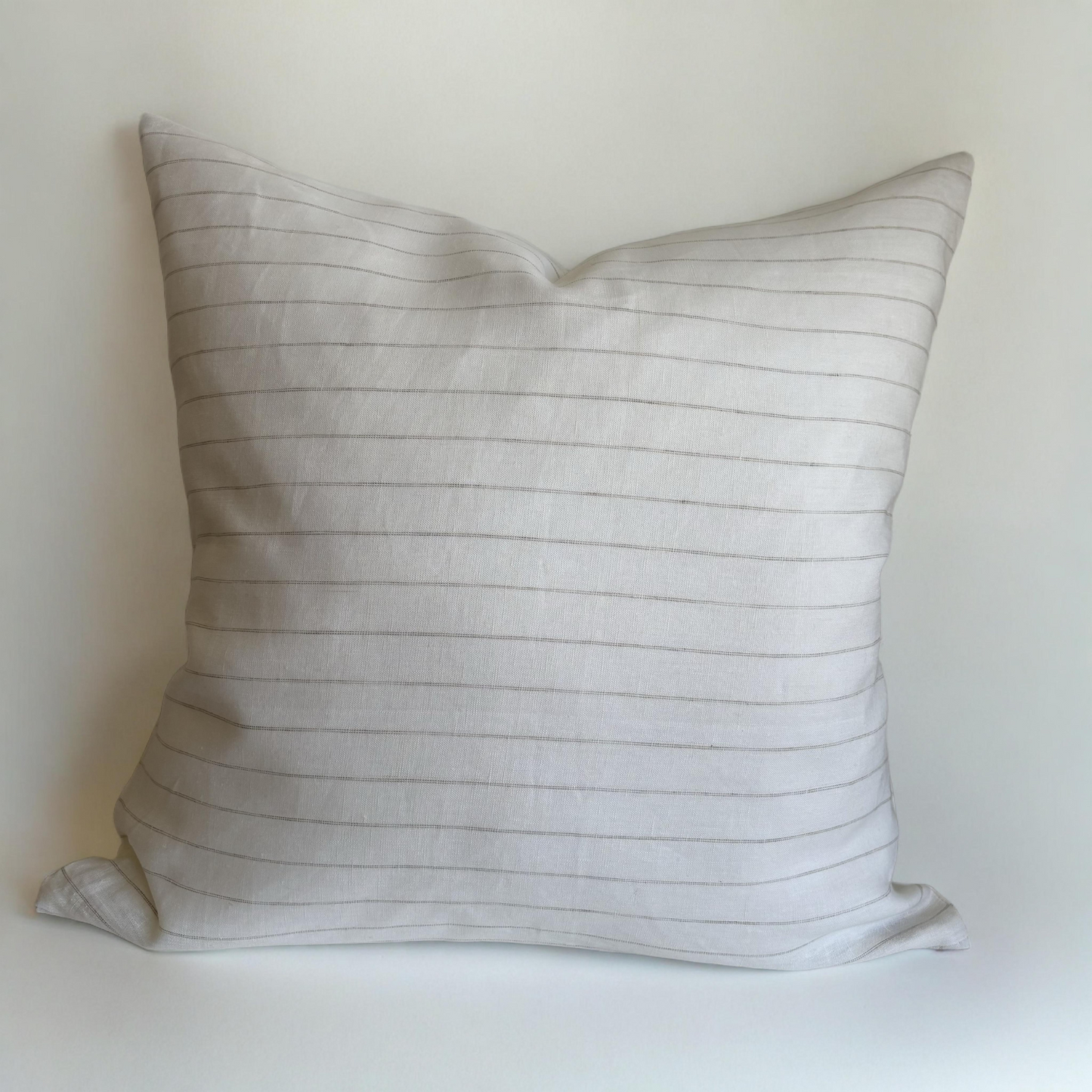 Cream and Beige Stripe Linen Pillow