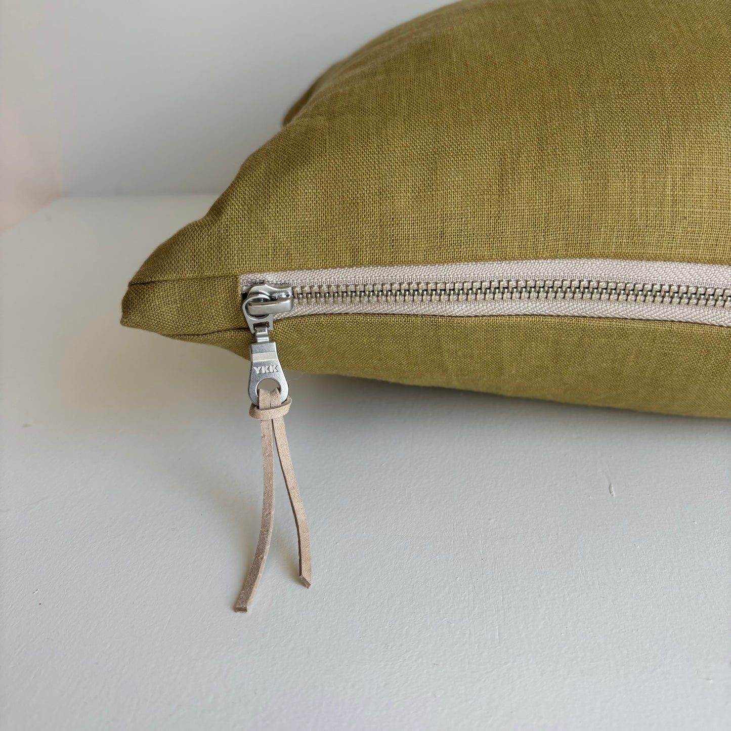 Haystack Green Linen Lumbar Pillow