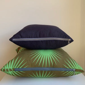This stunning pillow cover is handmade from 100% unbleached organic canvas printed with artist Charley Harper’s Flamboyant Feathers design. The pillow features a beautiful blue exposed YKK zipper. The striking colors will enliven your indoor and outdoor space.