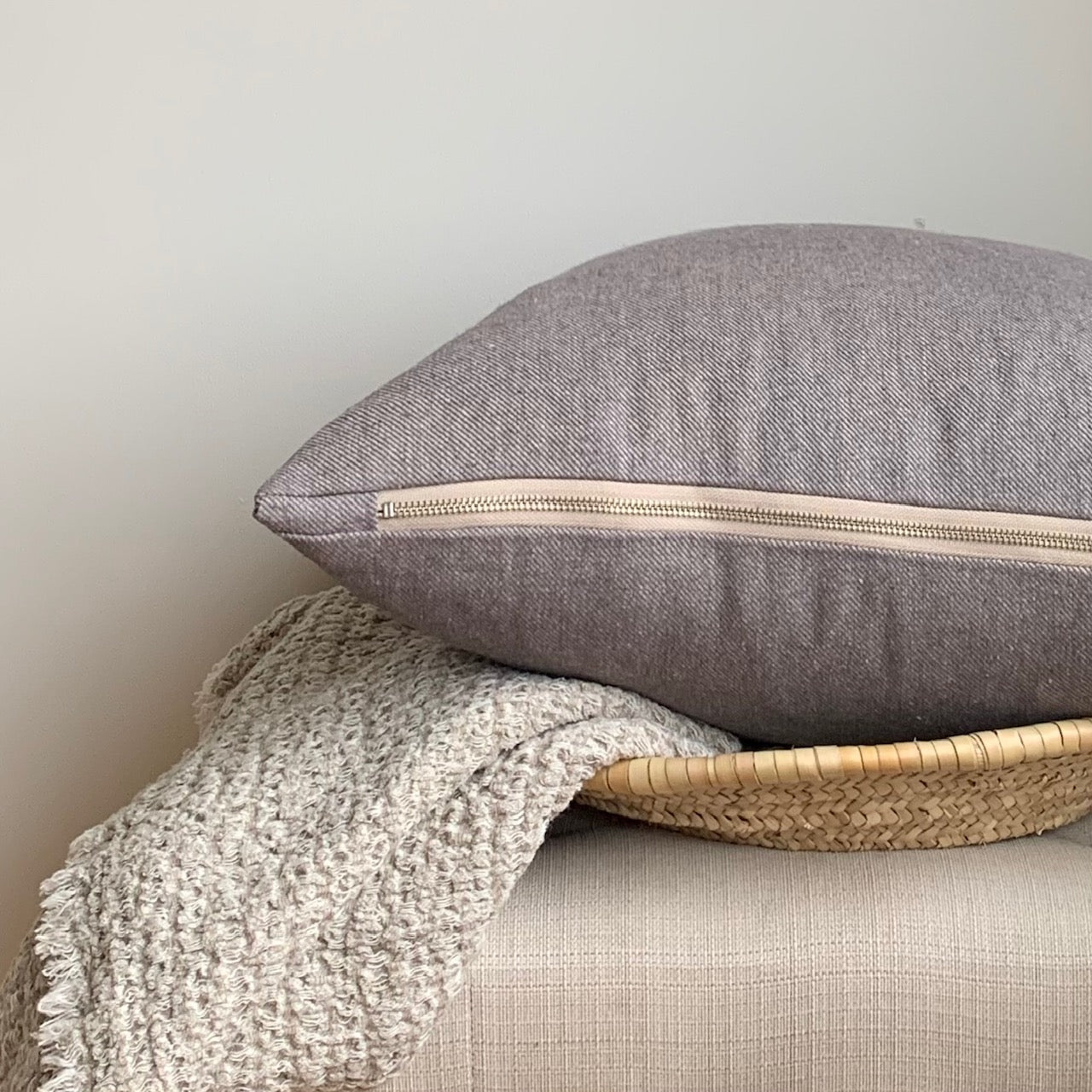These beautiful 100% linen pillow covers are made from the finest Oeko-Tex® certified linen and feature an exposed contrasting zipper. This linen has been washed to produce a soft to the touch finish and reduced shrinking.  Luxurious yet casual, linen is a  classic that works beautifully in any space.  Made to order. These pillow covers are handmade in Canada.  Pillow cover only - insert not included.  Size: 20x20 inches