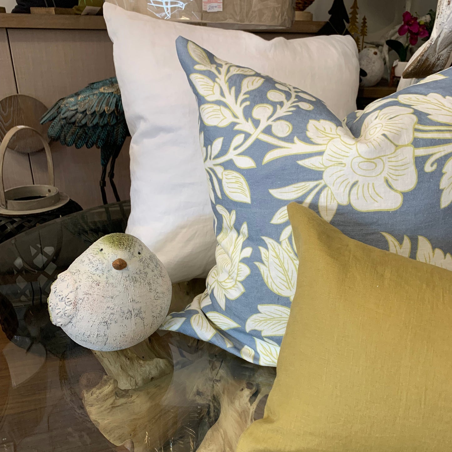 Haystack Green Linen Pillow