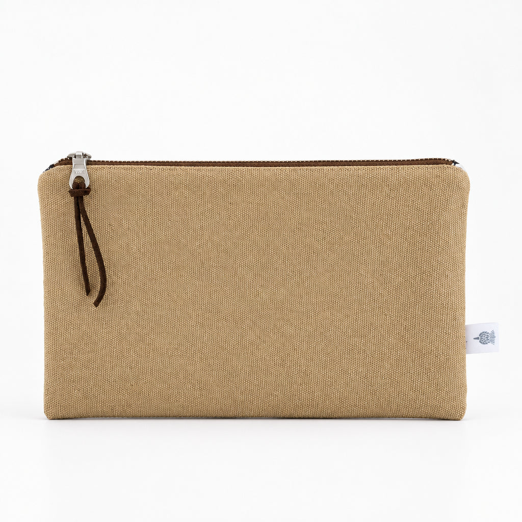 Organic Canvas Pencil Pouch lined with Metal Zipper