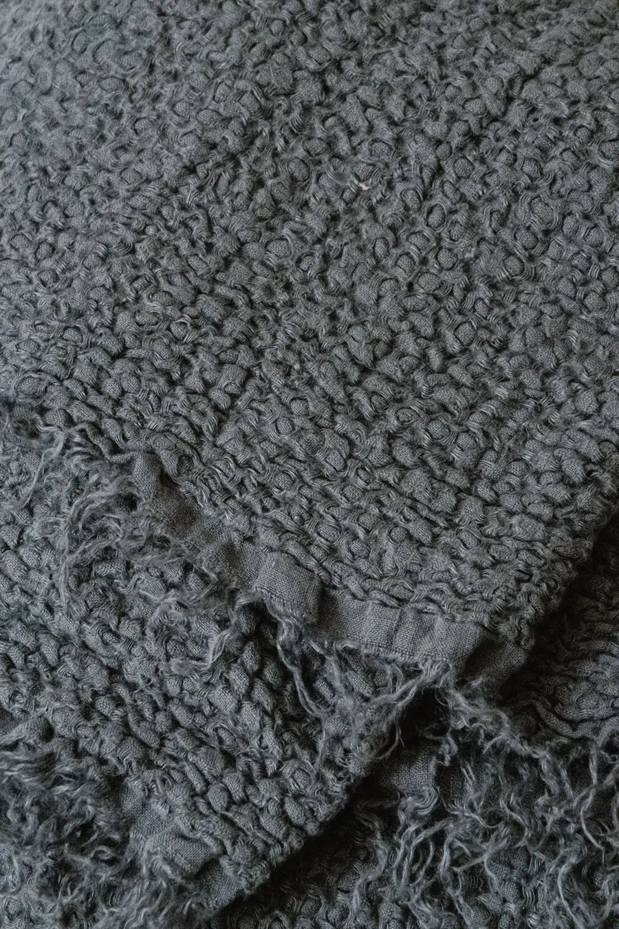 Stonewashed European Linen Throw with Fringe - Soft, Breathable, Long Lasting