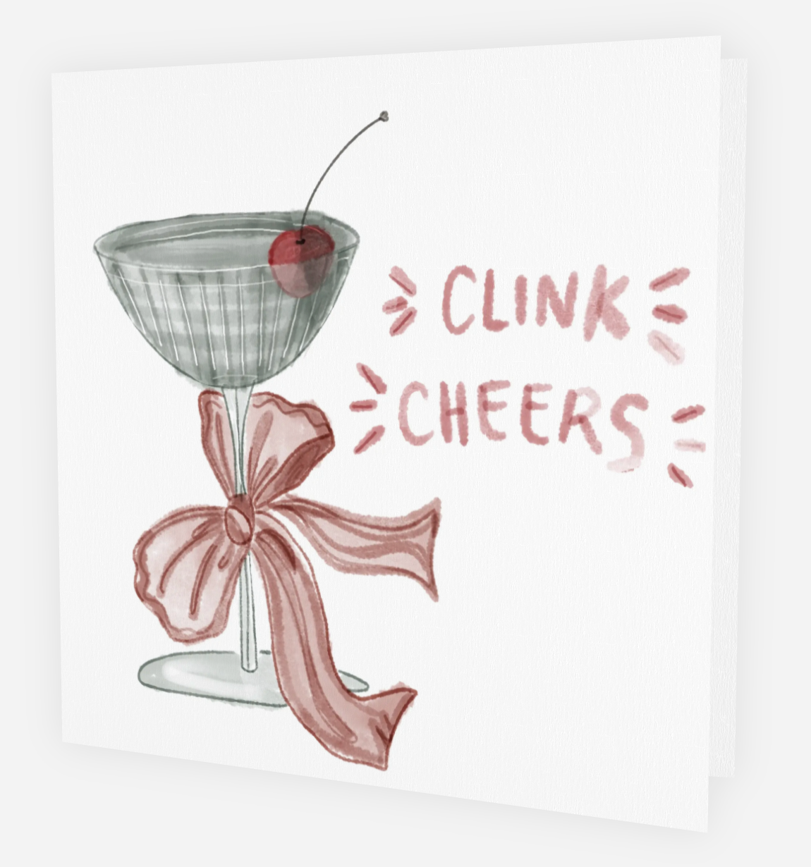 "Clink,Cheers" Holiday Cocktail - Holiday Card - Pack of 5