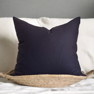 Linen Pillow Cover in Graphite Blue