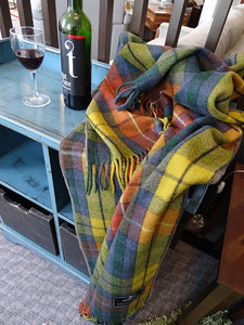 Soft Merino wool lap blanket in Antique Buchannan Tartan with beautiful fall colours Dimensions: 69″ x 31″