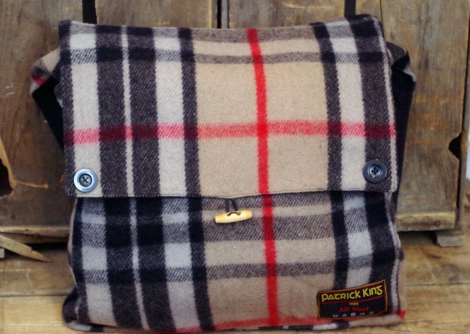 Messenger Bag in Thompson Camel Tartan Merino Wool 