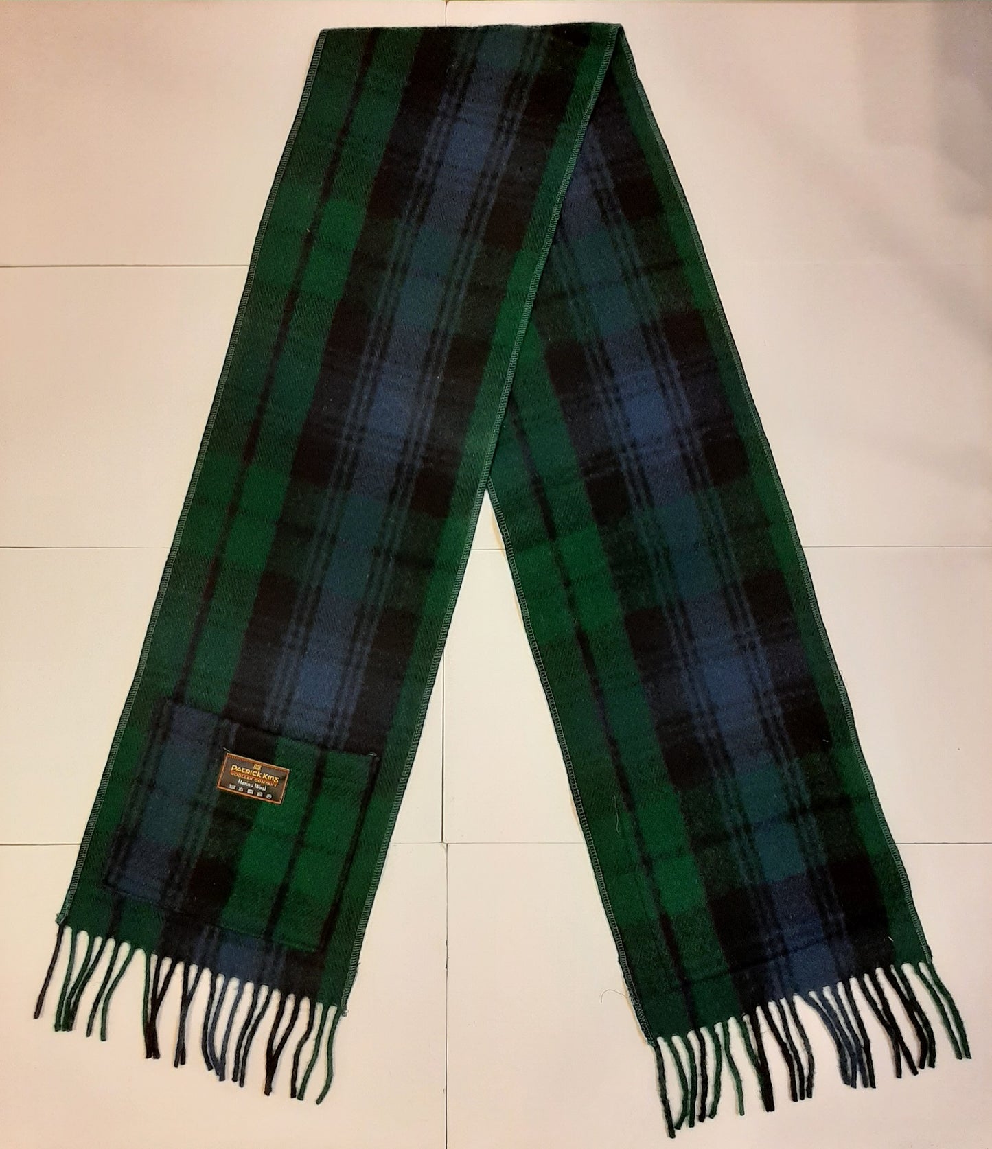 Cozy Lambs Wool Scarf in Black Watch Tartan