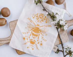 Reusable Produce Bags with Yellow Bee Motif-