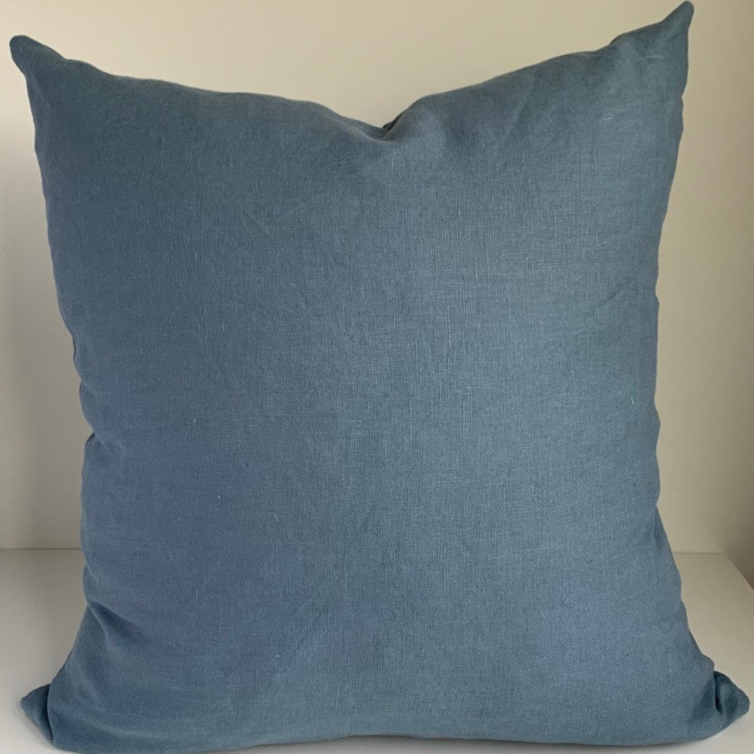 100% linen  blue pillow cover
