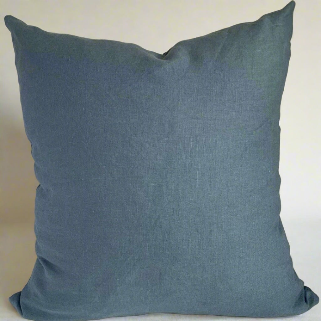 100% linen  blue pillow cover