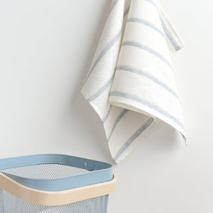 Linen Tea Towel with Pale Blue & White Stripe- Set of 2