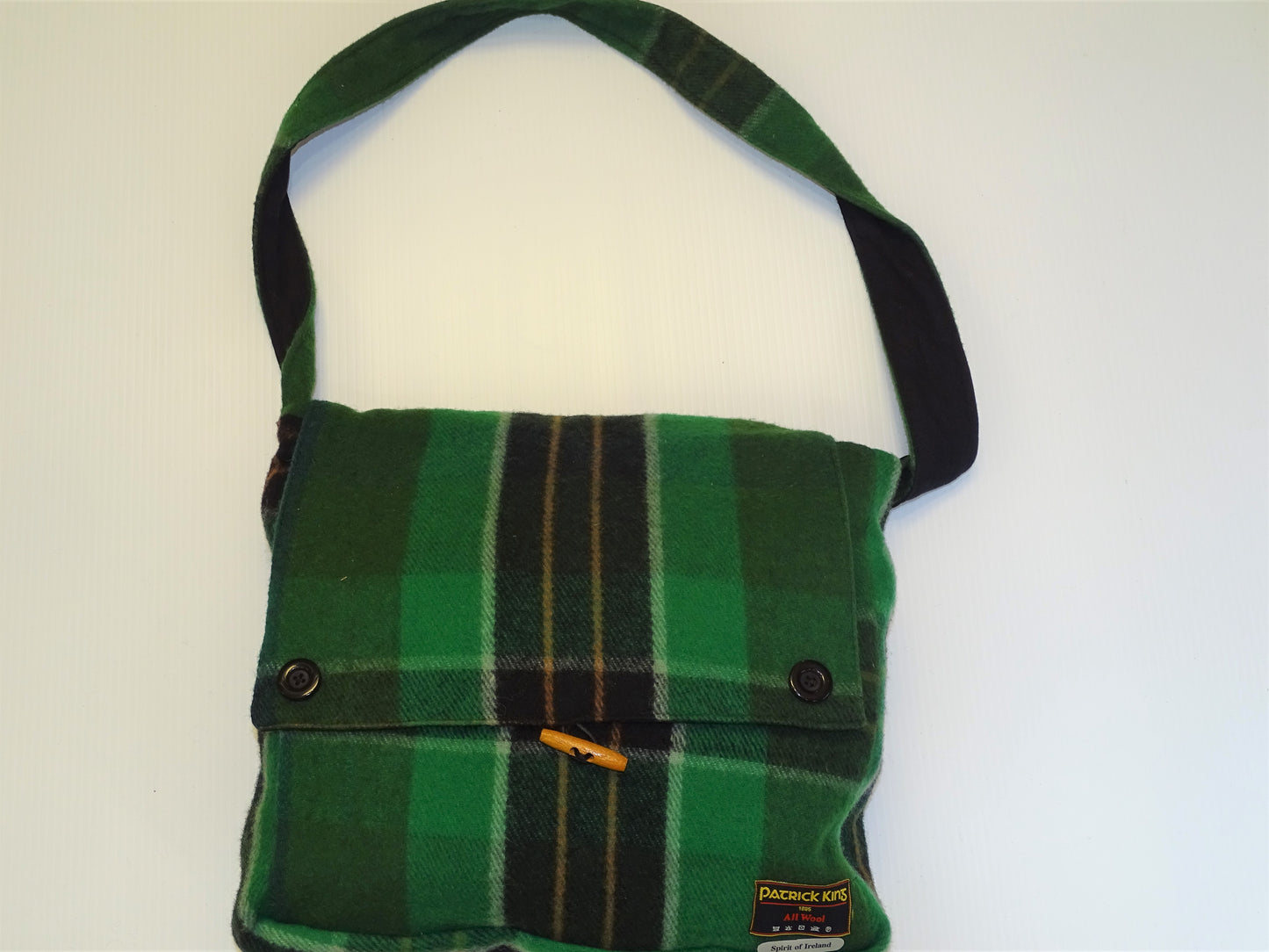 Messanger Bag in fine Merino wool ,colours are inspired by Ireland’s national flag combined with her lush green countryside and rolling hills.