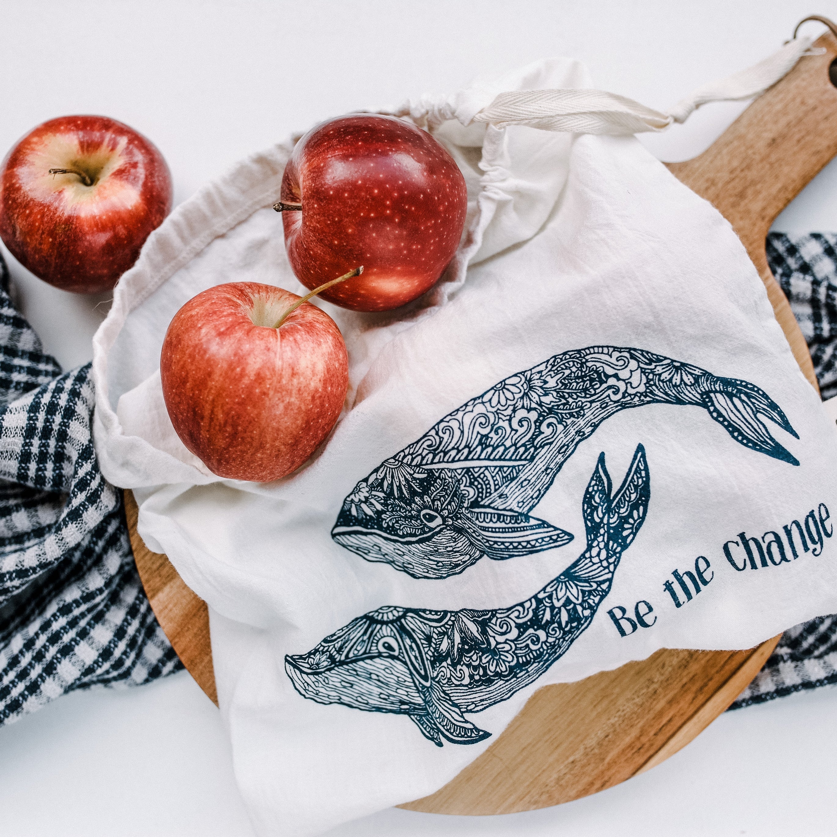 Reusable Produce Bags with Whale  Print